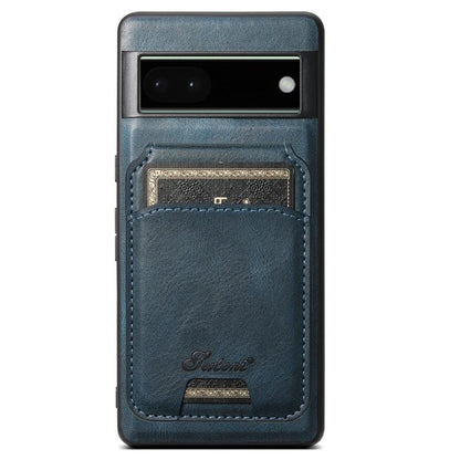 For Google Pixel 6 Pro Suteni H15 Oil Eax Leather Detachable Wallet Back Phone Case(Blue) - Google Cases by Suteni | Online Shopping South Africa | PMC Jewellery | Buy Now Pay Later Mobicred