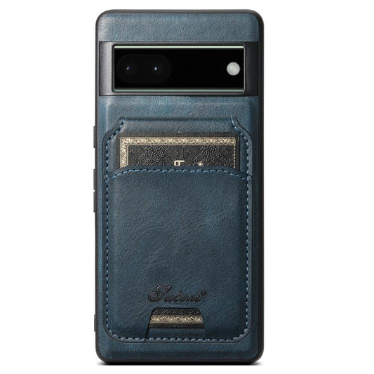 For Google Pixel 6 Pro Suteni H15 Oil Eax Leather Detachable Wallet Back Phone Case(Blue) - Google Cases by Suteni | Online Shopping South Africa | PMC Jewellery | Buy Now Pay Later Mobicred