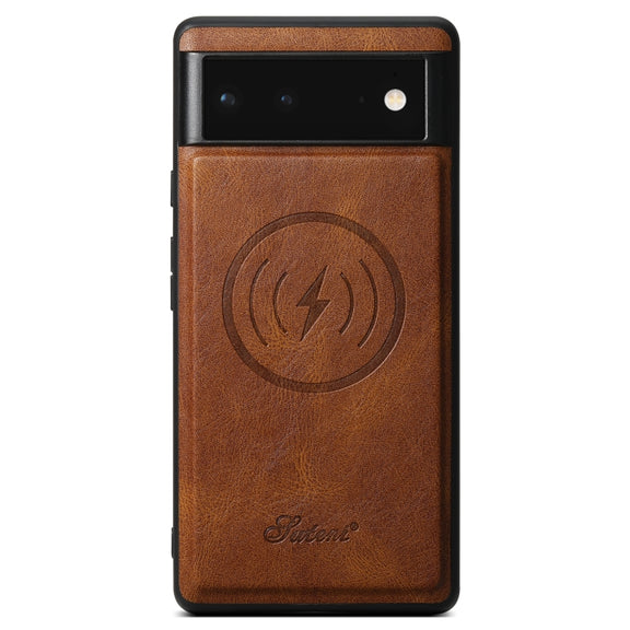 For Google Pixel 6 Suteni H15 Oil Eax Leather Detachable Wallet Back Phone Case(Brown)