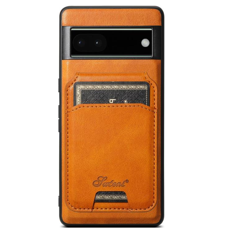 For Google Pixel 6 Suteni H15 Oil Eax Leather Detachable Wallet Back Phone Case(Khaki) - free shipping - PMC Jewellery - Order now!