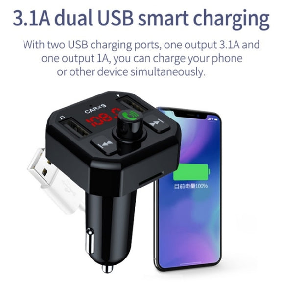 Dual USB Ports Car MP3 Player Automatic Power-off Memory Bluetooth Call FM Transmitter