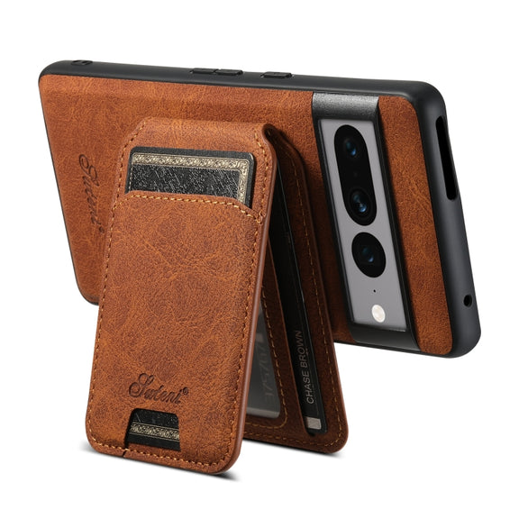 For Google Pixel 8 Pro Suteni H16 Litchi Texture Leather Detachable Wallet Back Phone Case(Khaki)