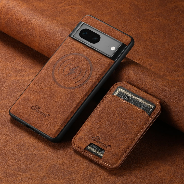 For Google Pixel 7 Suteni H16 Litchi Texture Leather Detachable Wallet Back Phone Case(Brown) - Google Cases by Suteni | Online Shopping South Africa | PMC TechLife | Buy Now Pay Later Mobicred
