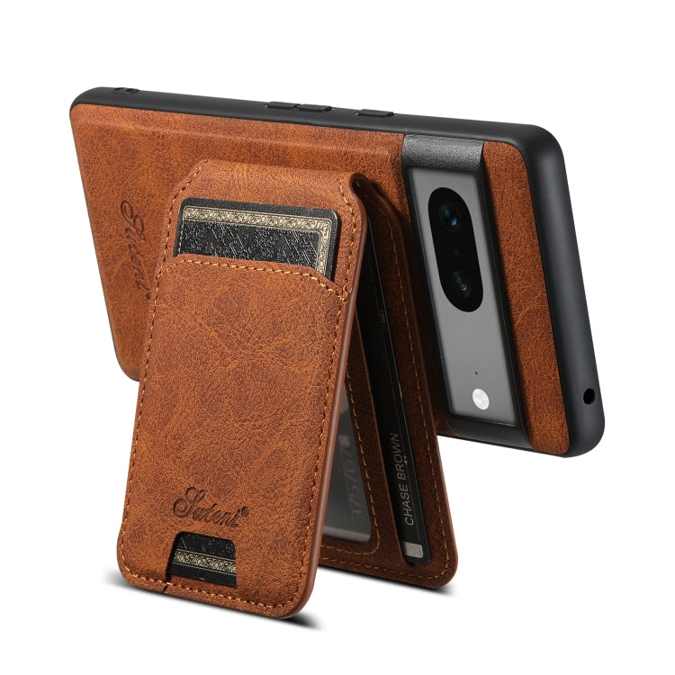 For Google Pixel 7 Suteni H16 Litchi Texture Leather Detachable Wallet Back Phone Case(Brown) - Google Cases by Suteni | Online Shopping South Africa | PMC TechLife | Buy Now Pay Later Mobicred