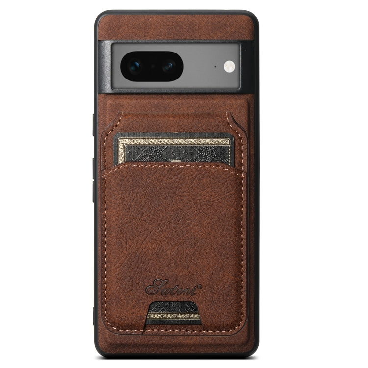 For Google Pixel 7 Suteni H16 Litchi Texture Leather Detachable Wallet Back Phone Case(Brown) - Google Cases by Suteni | Online Shopping South Africa | PMC TechLife | Buy Now Pay Later Mobicred