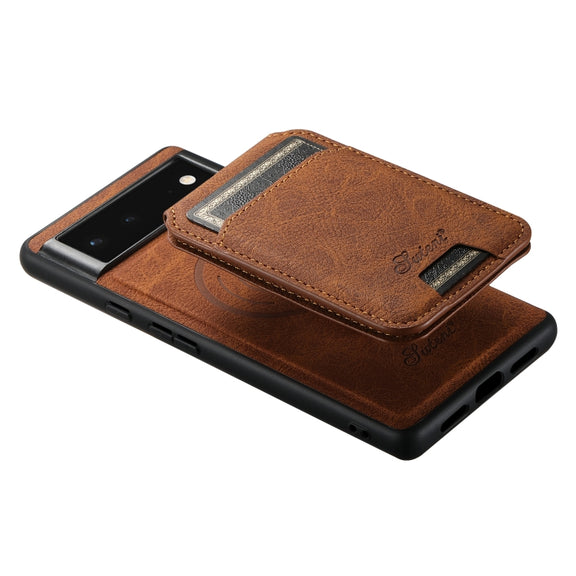For Google Pixel 6a Suteni H16 Litchi Texture Leather Detachable Wallet Back Phone Case(Black)