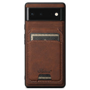 For Google Pixel 6a Suteni H16 Litchi Texture Leather Detachable Wallet Back Phone Case(Brown)