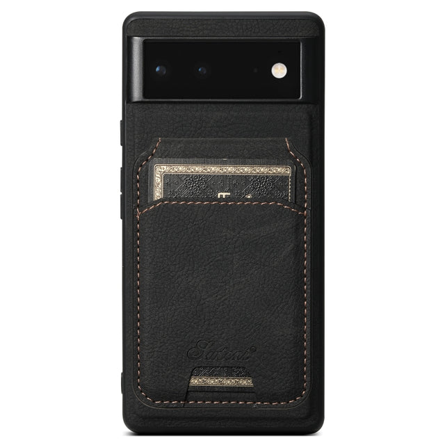 For Google Pixel 6 Pro Suteni H16 Litchi Texture Leather Detachable Wallet Back Phone Case(Black)