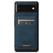 For Google Pixel 6 Pro Suteni H16 Litchi Texture Leather Detachable Wallet Back Phone Case(Blue)