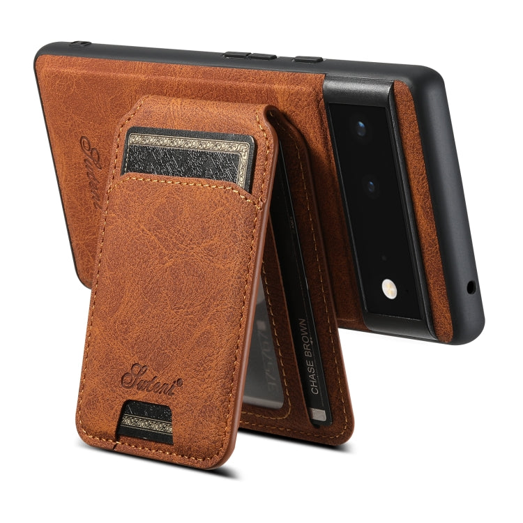 For Google Pixel 6 Suteni H16 Litchi Texture Leather Detachable Wallet Back Phone Case(Khaki) - Google Cases by Suteni | Online Shopping South Africa | PMC TechLife | Buy Now Pay Later Mobicred