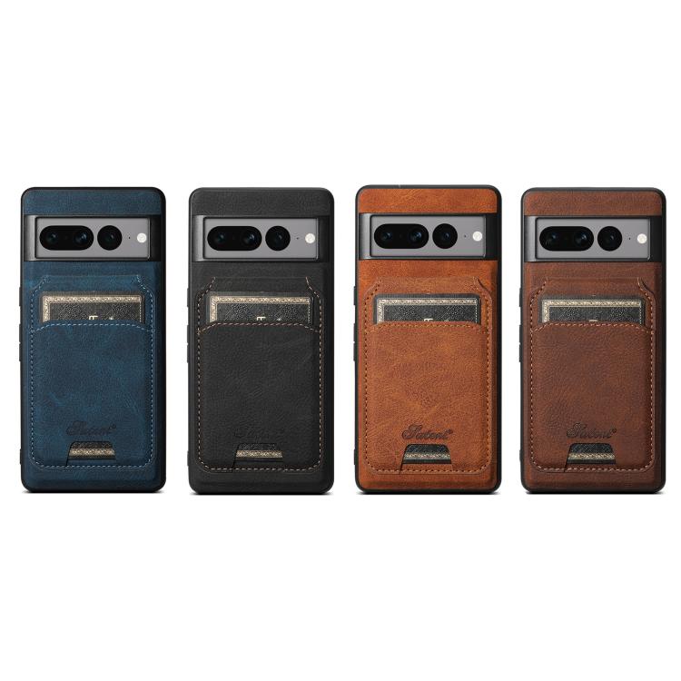 For Google Pixel 7a Suteni H16 Litchi Texture Leather Detachable Wallet Back Phone Case(Black)