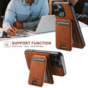 For iPhone 16 Suteni H16 Litchi Texture Leather Detachable Wallet Back Phone Case(Khaki)