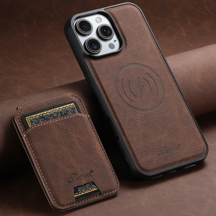 For iPhone 16 Pro Suteni H16 Litchi Texture Leather Detachable Wallet Back Phone Case(Brown) - free shipping - PMC Jewellery - Order now!