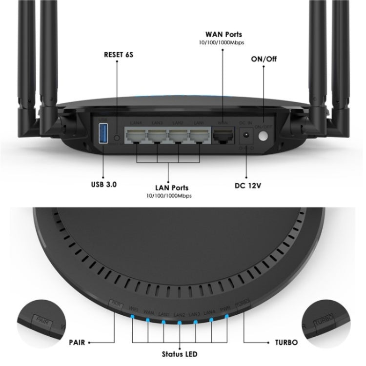 WAVLINK WN531AX2 AX1800 Dual Band Gigabit Wireless Internet Router WiFi 6 Repeater, Plug:EU Plug