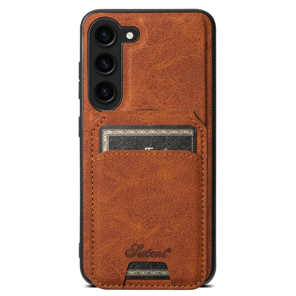 For Samsung Galaxy S24+ 5G Suteni H16 Litchi Texture Leather Detachable Wallet Back Phone Case(Khaki)