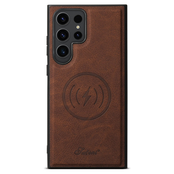 For Samsung Galaxy S24 Ultra 5G Suteni H16 Litchi Texture Leather Detachable Wallet Back Phone Case(Brown)