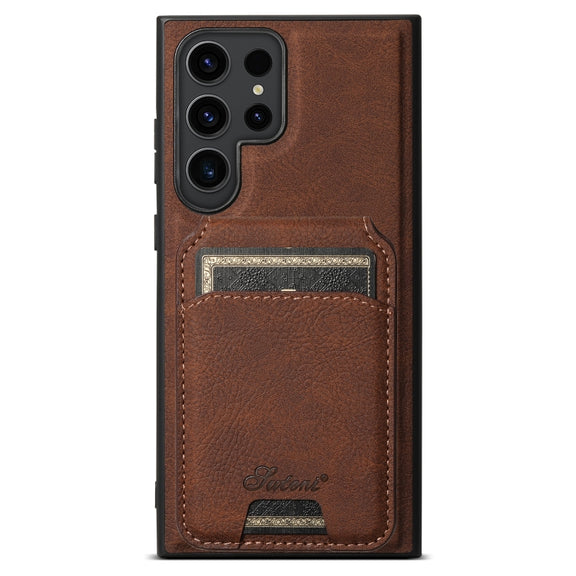 For Samsung Galaxy S24 Ultra 5G Suteni H16 Litchi Texture Leather Detachable Wallet Back Phone Case(Brown)