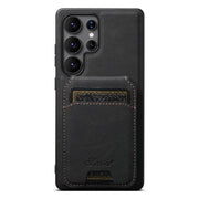 For Samsung Galaxy S25 Ultra 5G Suteni H16 Litchi Texture Leather Detachable Wallet Back Phone Case(Black)
