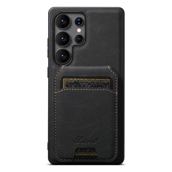 For Samsung Galaxy S25 Ultra 5G Suteni H16 Litchi Texture Leather Detachable Wallet Back Phone Case(Black)
