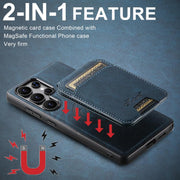For Samsung Galaxy S25+ 5G Suteni H16 Litchi Texture Leather Detachable Wallet Back Phone Case(Blue)