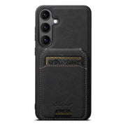 For Samsung Galaxy S25 5G Suteni H16 Litchi Texture Leather Detachable Wallet Back Phone Case(Black)