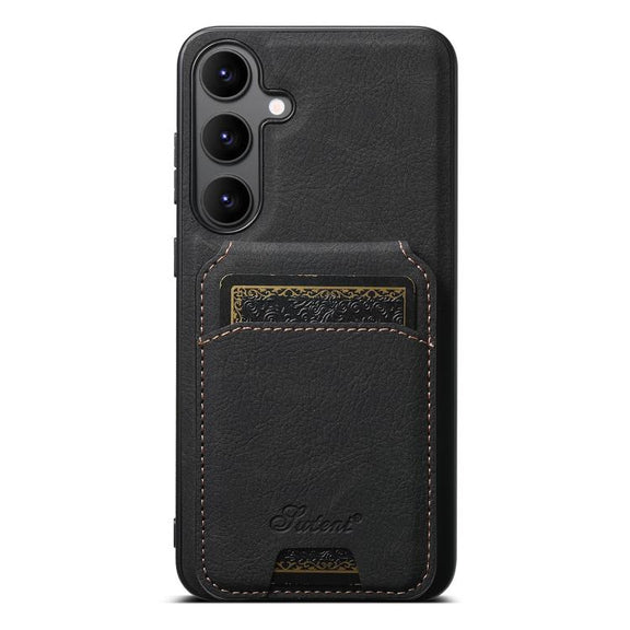 For Samsung Galaxy S25 5G Suteni H16 Litchi Texture Leather Detachable Wallet Back Phone Case(Black)