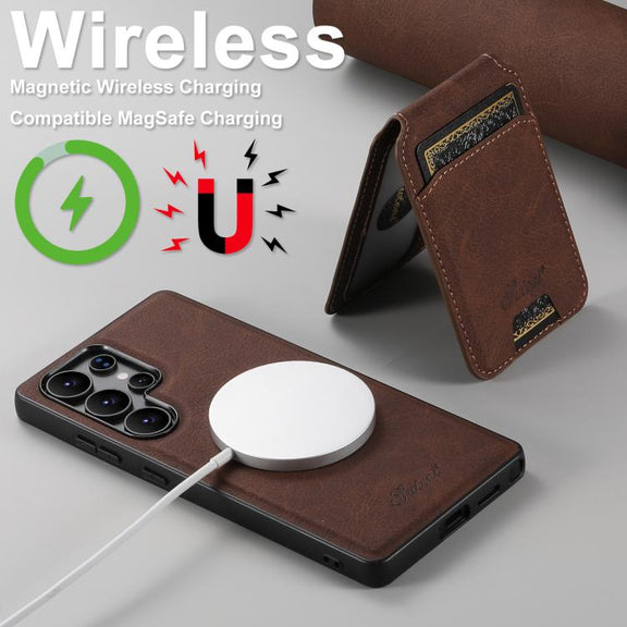 For Samsung Galaxy S25 5G Suteni H16 Litchi Texture Leather Detachable Wallet Back Phone Case(Brown)