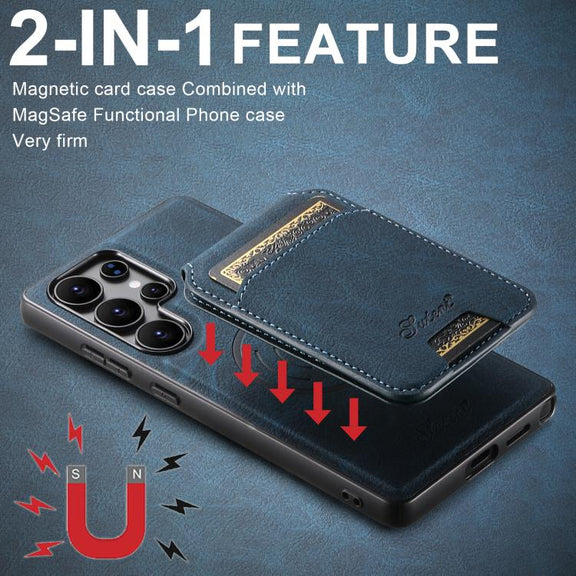For Samsung Galaxy S25 5G Suteni H16 Litchi Texture Leather Detachable Wallet Back Phone Case(Blue)