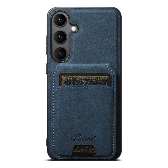 For Samsung Galaxy S25 5G Suteni H16 Litchi Texture Leather Detachable Wallet Back Phone Case(Blue)