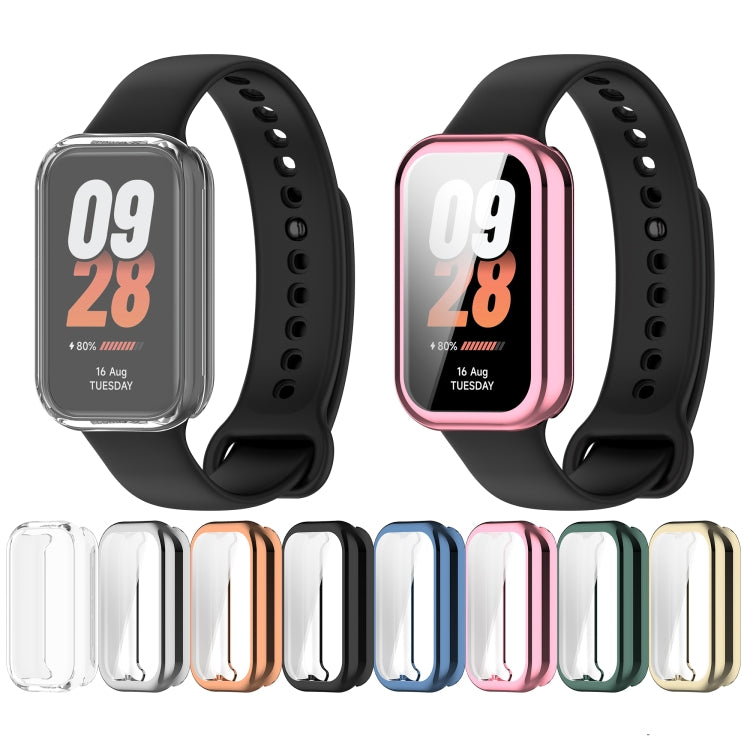 For Xiaomi Smart Band 8 Active Full Package TPU Electroplated Watch Protective Case(Blue) - Watch Cases by PMC TechLife | Online Shopping South Africa | PMC TechLife | Buy Now Pay Later Mobicred