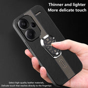 For Xiaomi Redmi Note 13 Pro+ Magnetic Litchi Leather Back Phone Case with Holder(Green)