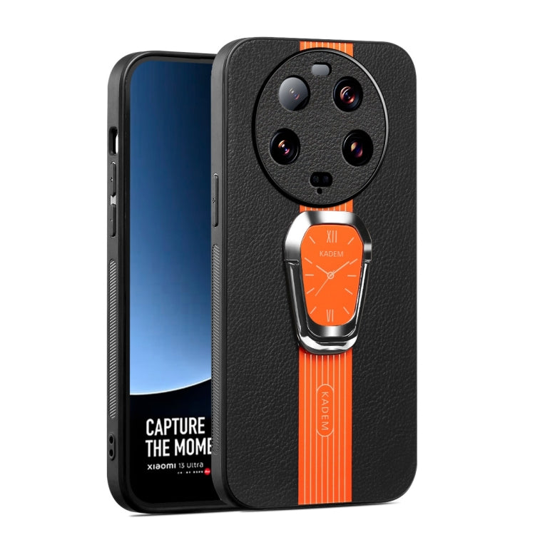For Xiaomi 13 Ultra Magnetic Litchi Leather Back Phone Case with Holder(Orange) - 13 Ultra Cases by PMC TechLife | Online Shopping South Africa | PMC TechLife | Buy Now Pay Later Mobicred