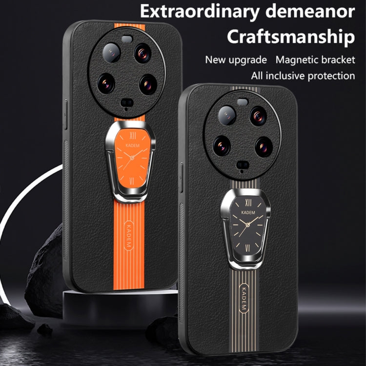 For Xiaomi 13 Ultra Magnetic Litchi Leather Back Phone Case with Holder(Orange) - 13 Ultra Cases by PMC TechLife | Online Shopping South Africa | PMC TechLife | Buy Now Pay Later Mobicred