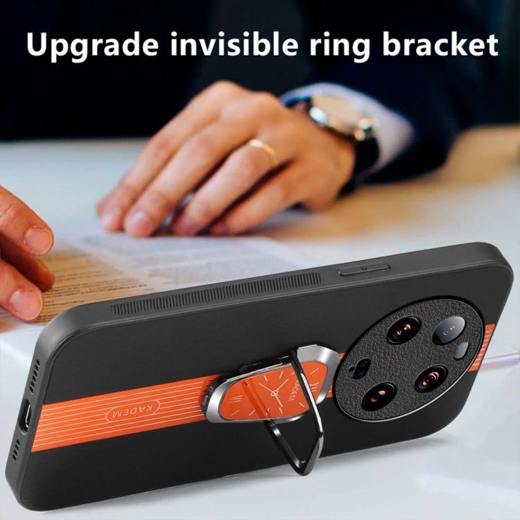 For Xiaomi 13 Ultra Magnetic Litchi Leather Back Phone Case with Holder(Orange) - 13 Ultra Cases by PMC TechLife | Online Shopping South Africa | PMC TechLife | Buy Now Pay Later Mobicred