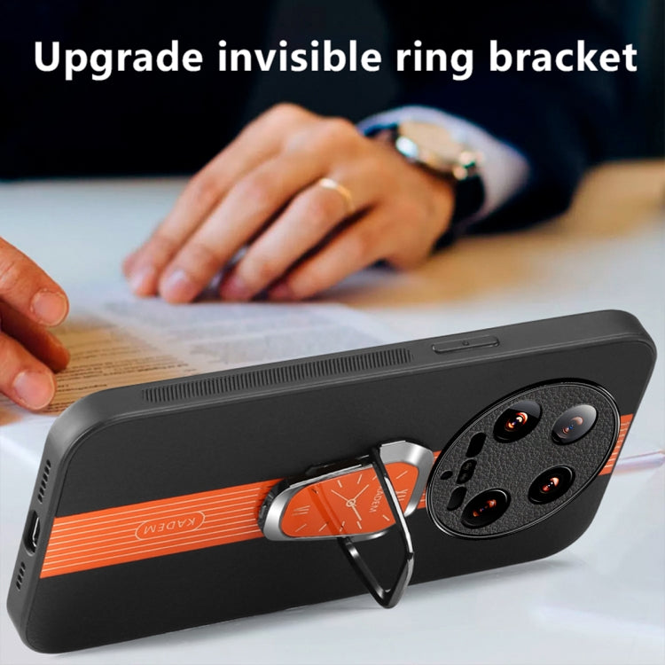For Xiaomi 14 Ultra Magnetic Litchi Leather Back Phone Case with Holder(Orange) - 14 Ultra Cases by PMC TechLife | Online Shopping South Africa | PMC TechLife | Buy Now Pay Later Mobicred