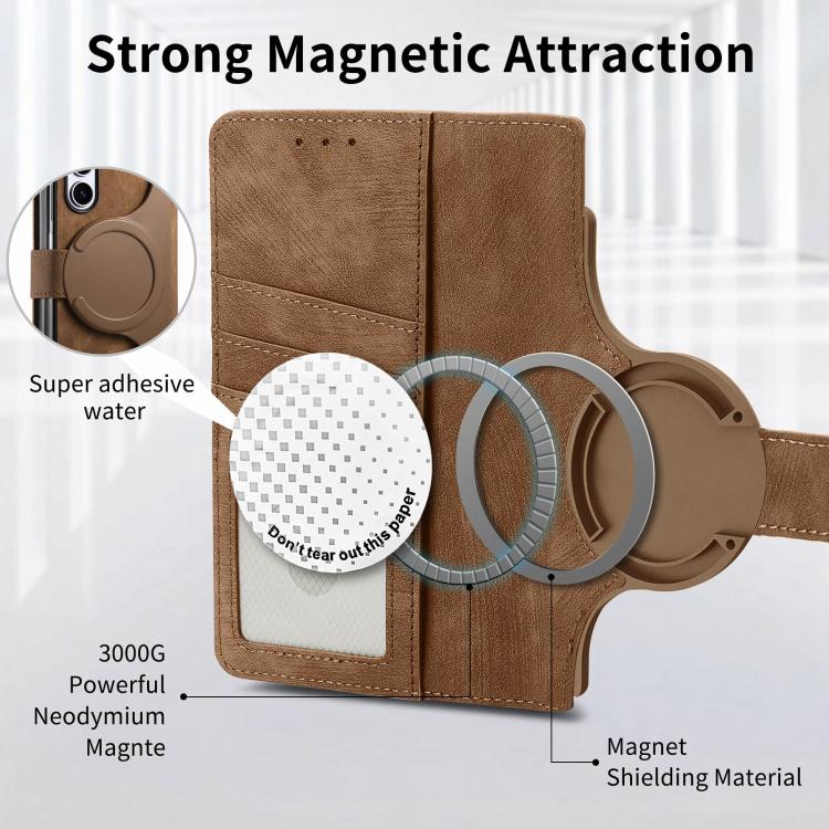 For Samsung Galaxy Z Fold5 5G Retro MagSafe Magnetic Zipper Wallet Leather Phone Case(Brown)