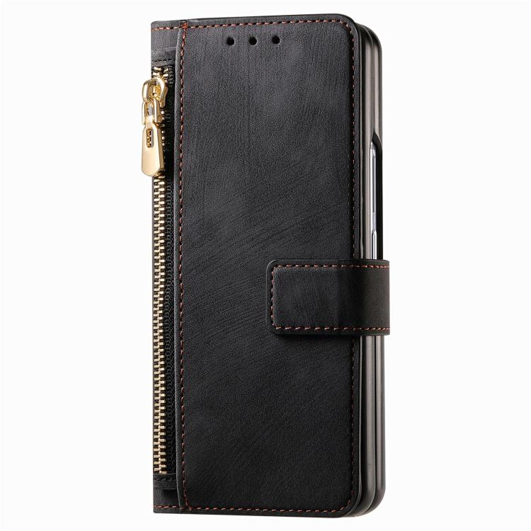 For Samsung Galaxy Z Fold4 Retro MagSafe Magnetic Zipper Wallet Leather Phone Case(Black) - free shipping - PMC TechLife - Order now!