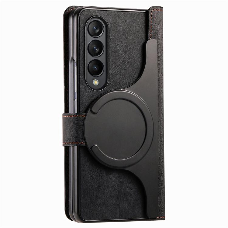 For Samsung Galaxy Z Fold4 Retro MagSafe Magnetic Zipper Wallet Leather Phone Case(Black) - free shipping - PMC TechLife - Order now!