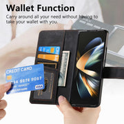 For Samsung Galaxy Z Fold4 Retro MagSafe Magnetic Zipper Wallet Leather Phone Case(Black)