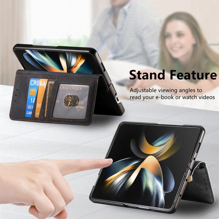 For Samsung Galaxy Z Fold4 Retro MagSafe Magnetic Zipper Wallet Leather Phone Case(Black) - free shipping - PMC TechLife - Order now!