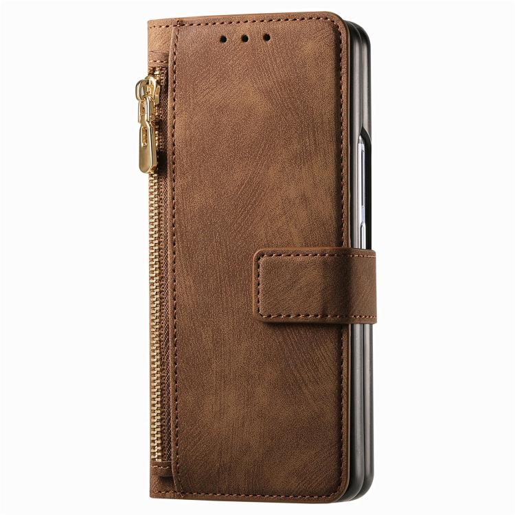 For Samsung Galaxy Z Fold4 Retro MagSafe Magnetic Zipper Wallet Leather Phone Case(Brown) - Galaxy Z Fold4 5G Cases by PMC TechLife | Online Shopping South Africa | PMC TechLife | Buy Now Pay Later Mobicred