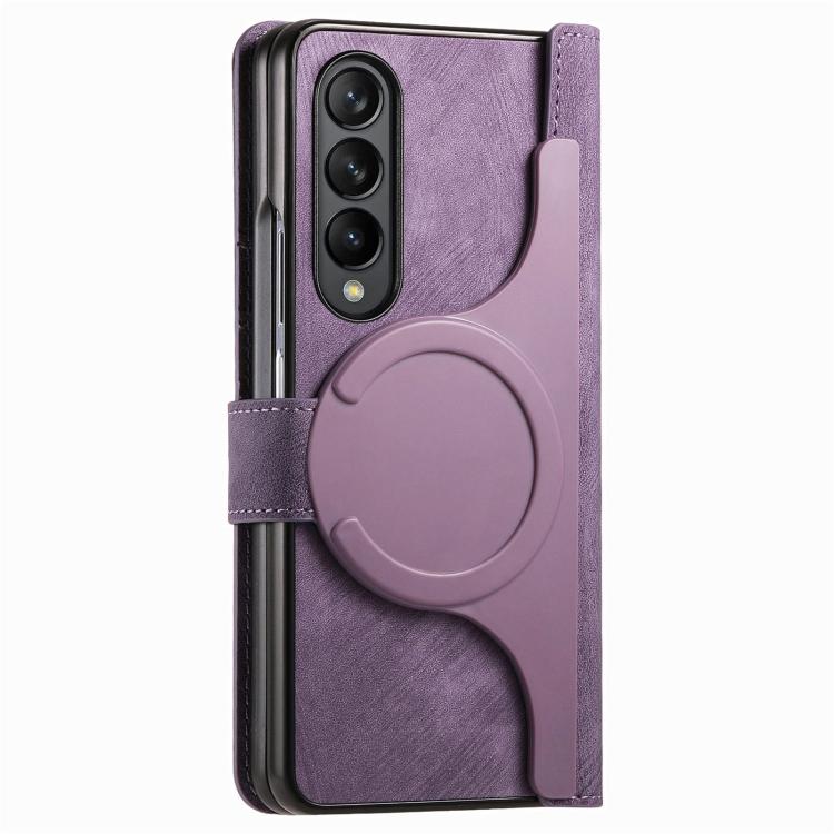 For Samsung Galaxy Z Fold4 Retro MagSafe Magnetic Zipper Wallet Leather Phone Case(Purple) - Galaxy Z Fold4 5G Cases by PMC TechLife | Online Shopping South Africa | PMC TechLife | Buy Now Pay Later Mobicred