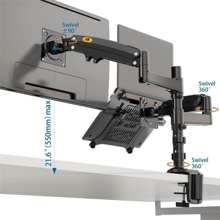 NORTH BAYOU NB H180 FP-2 Laptop Gas Spring Full Motion Dual Arm Clamp 22