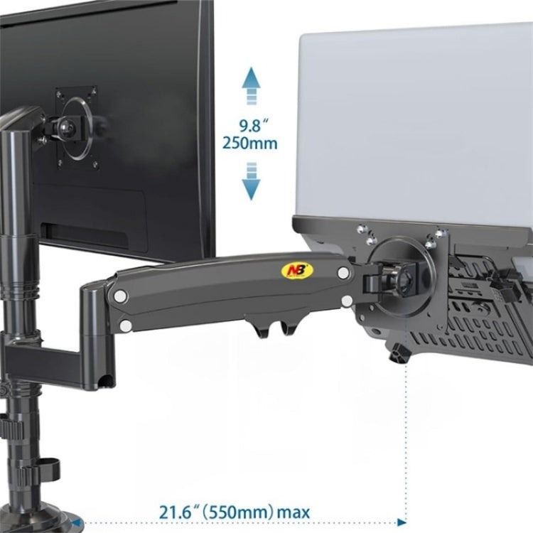 NORTH BAYOU NB H180 FP-2 Laptop Gas Spring Full Motion Dual Arm Clamp 22