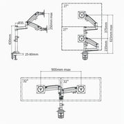 NORTH BAYOU NB H180 FP-2 Laptop Gas Spring Full Motion Dual Arm Clamp 22