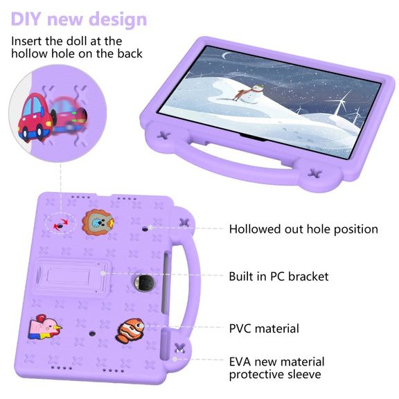For Honor Pad 9 2023 12.1 Handle Kickstand Children EVA Shockproof Tablet Case(Light Purple)