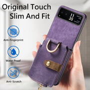 For Motorola Razr 40 Retro Skin-feel Ring Multi-card Wallet Phone Case(Purple)