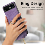 For Motorola Razr 40 Retro Skin-feel Ring Multi-card Wallet Phone Case(Purple)