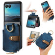 For Motorola Razr 40 Ultra Retro Skin-feel Ring Multi-card Wallet Phone Case(Blue) - Motorola Cases by PMC TechLife | Online Shopping South Africa | PMC TechLife | Buy Now Pay Later Mobicred