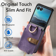 For Motorola Razr 40 Ultra Retro Skin-feel Ring Multi-card Wallet Phone Case(Purple)